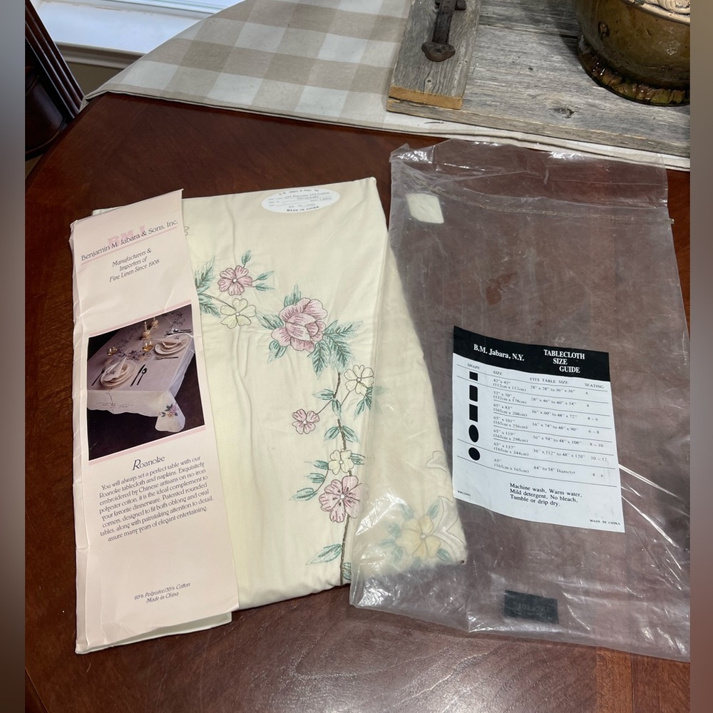 Vintage Jabara & Sons Tablecloth new embroidered